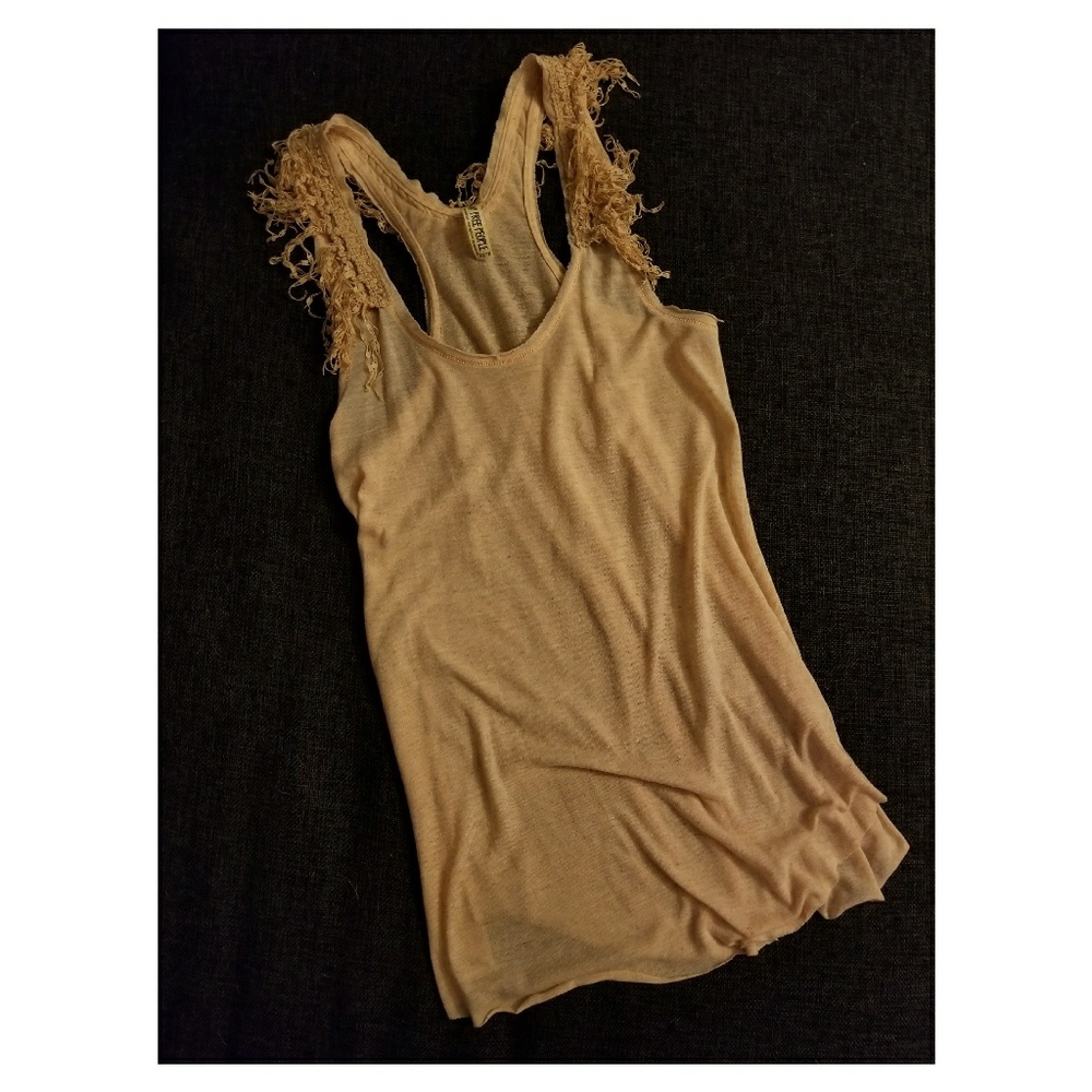 Free People Fringe Sleeve Racerback XS